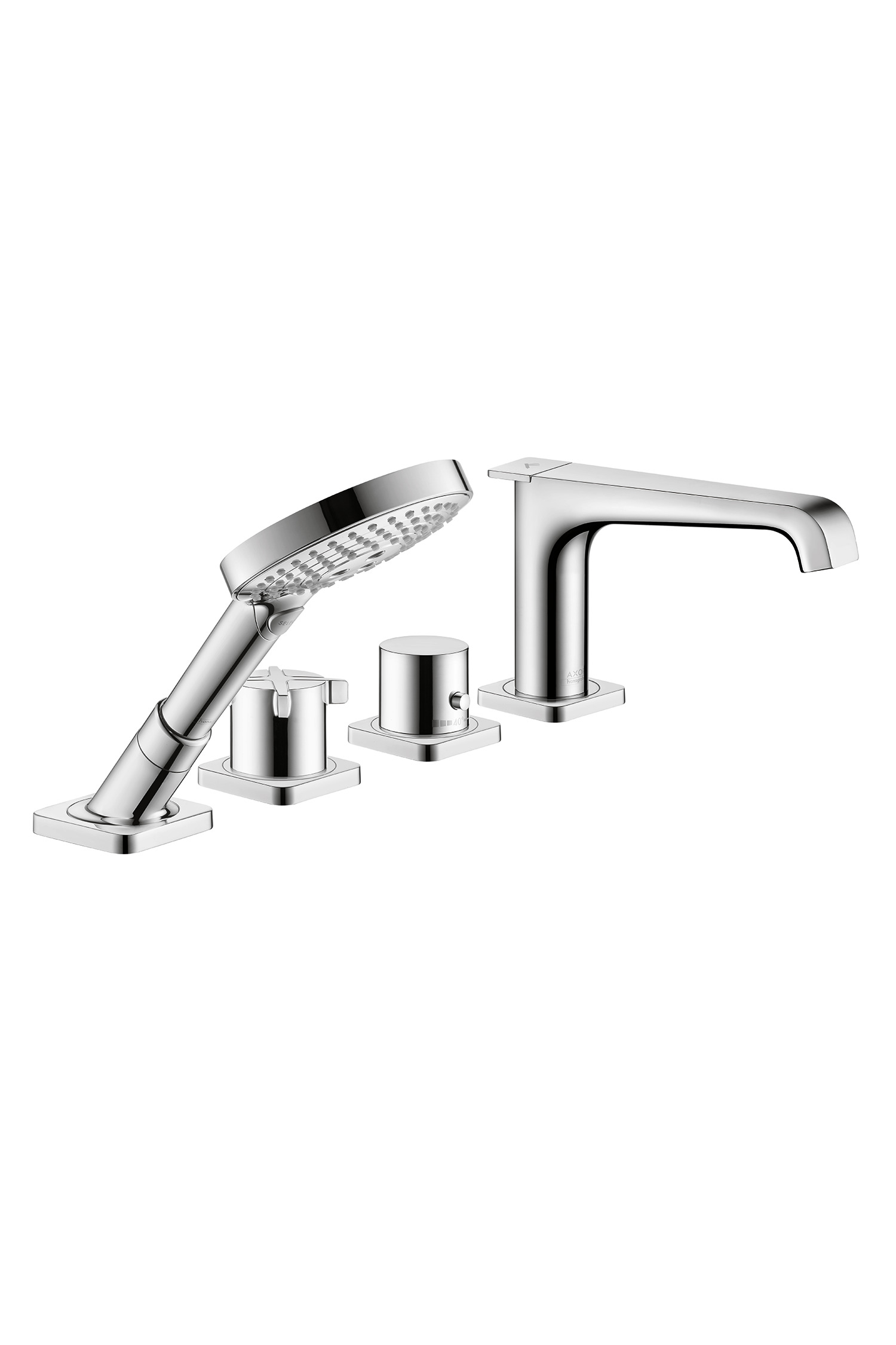 Axor Citterio E 4-Hole Thermostatic Roman Tub Set Trim with 1.75 GPM Handshower in Chrome