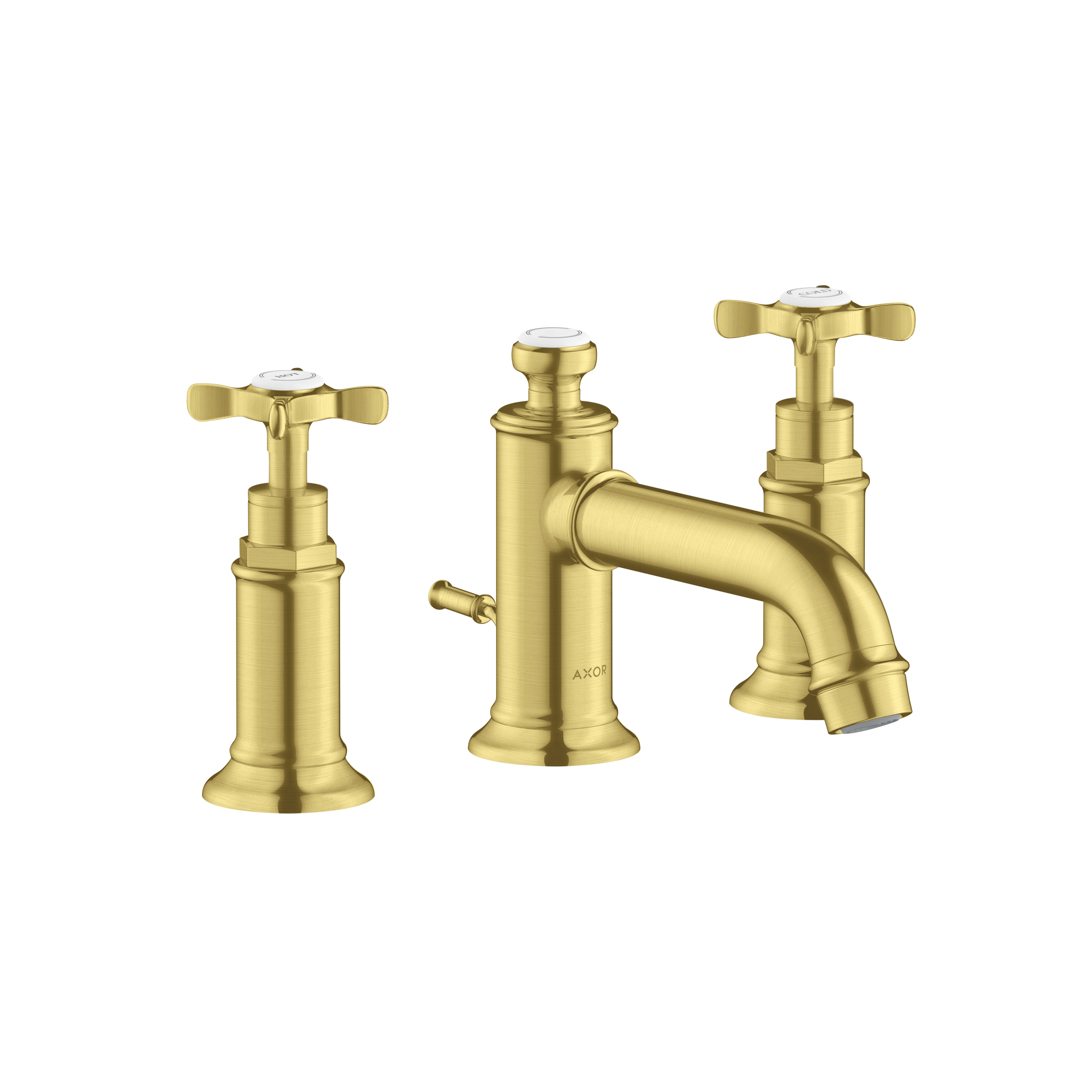 Axor Montreux Widespread Faucet 30 with Cross Handles and Pop-Up Drain, 1.2 GPM in Brushed Gold Optic