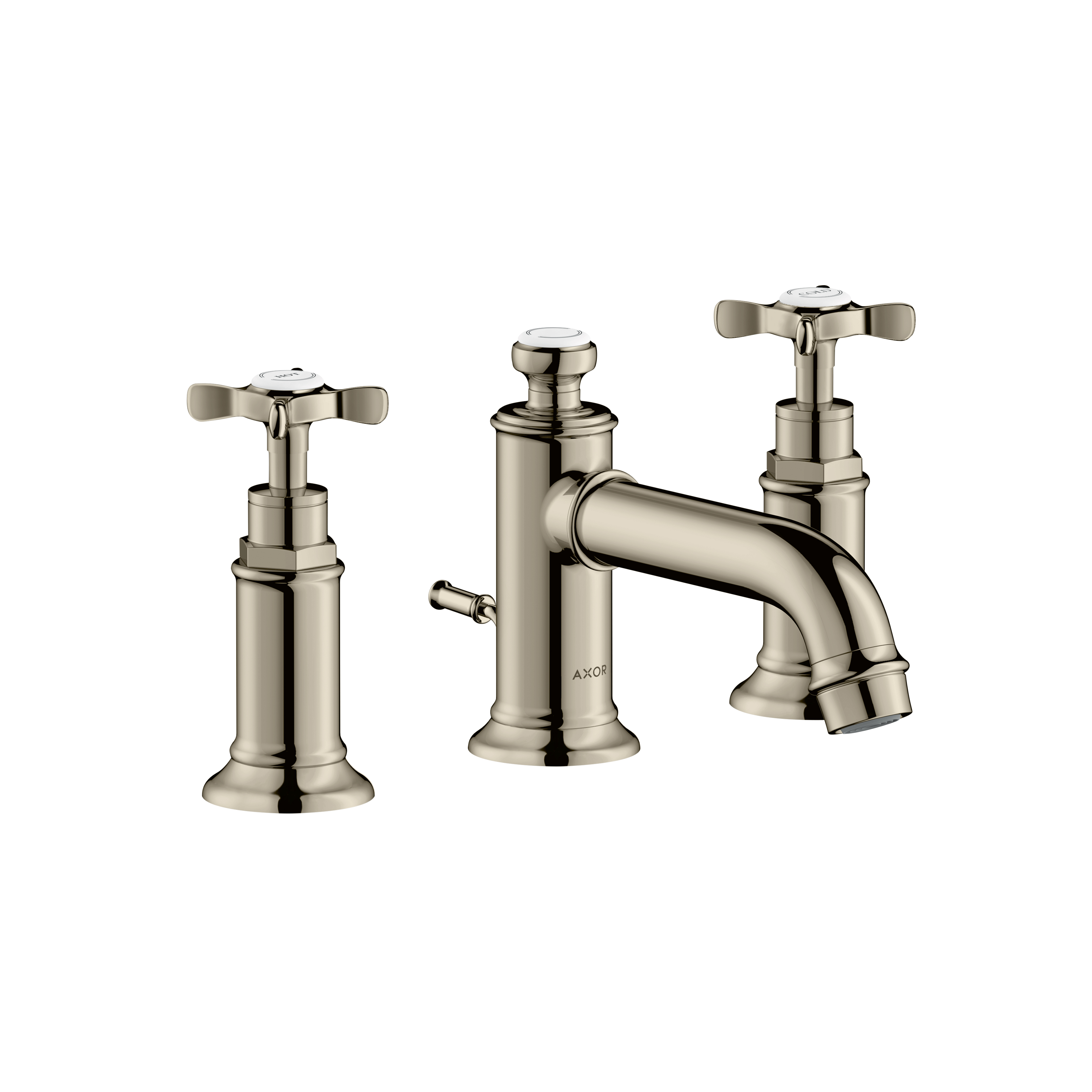 Axor Montreux Widespread Faucet 30 with Cross Handles and Pop-Up Drain, 1.2 GPM in Polished Nickel