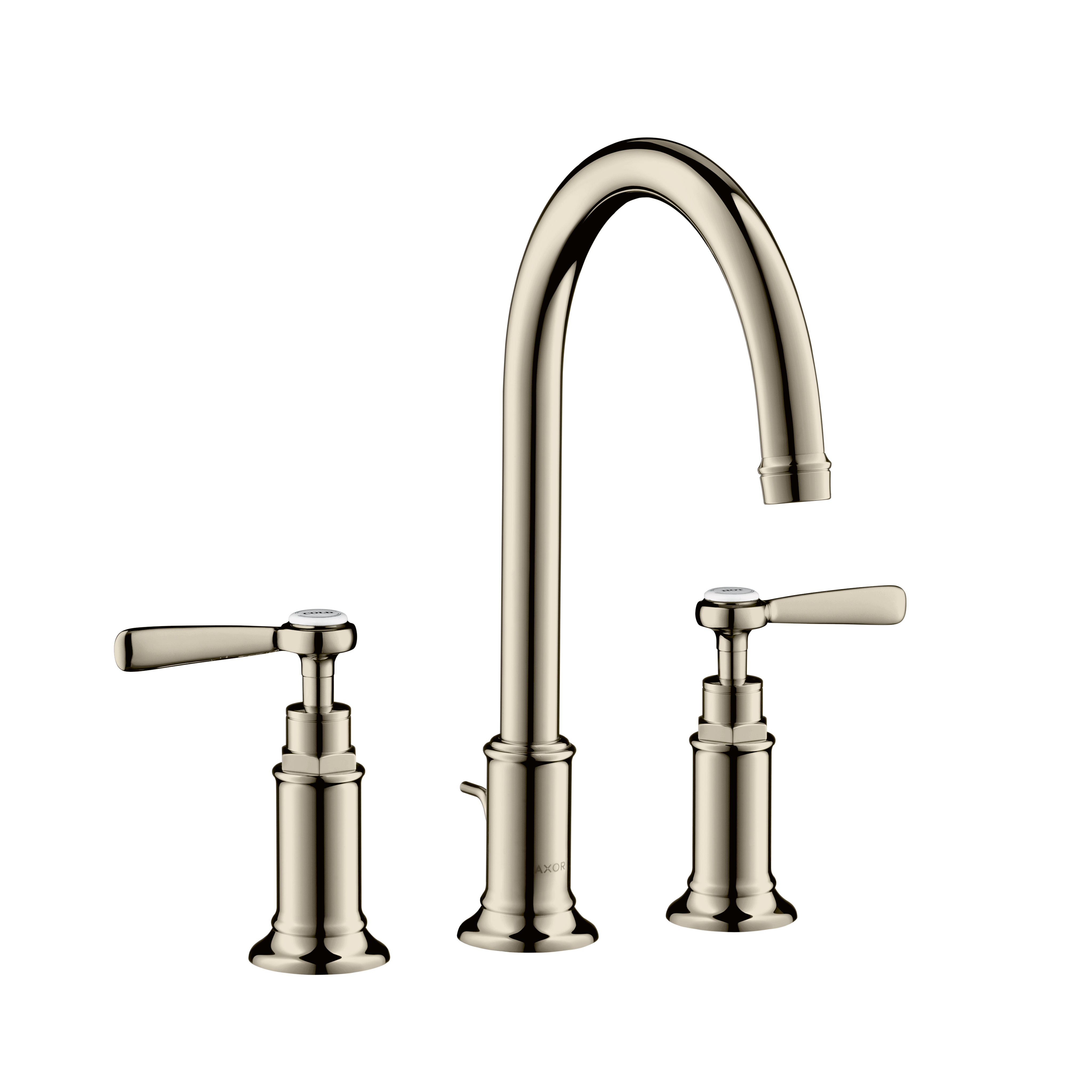 Axor Montreux Widespread Faucet 180 with Lever Handles and Pop-Up Drain, 1.2 GPM in Polished Nickel