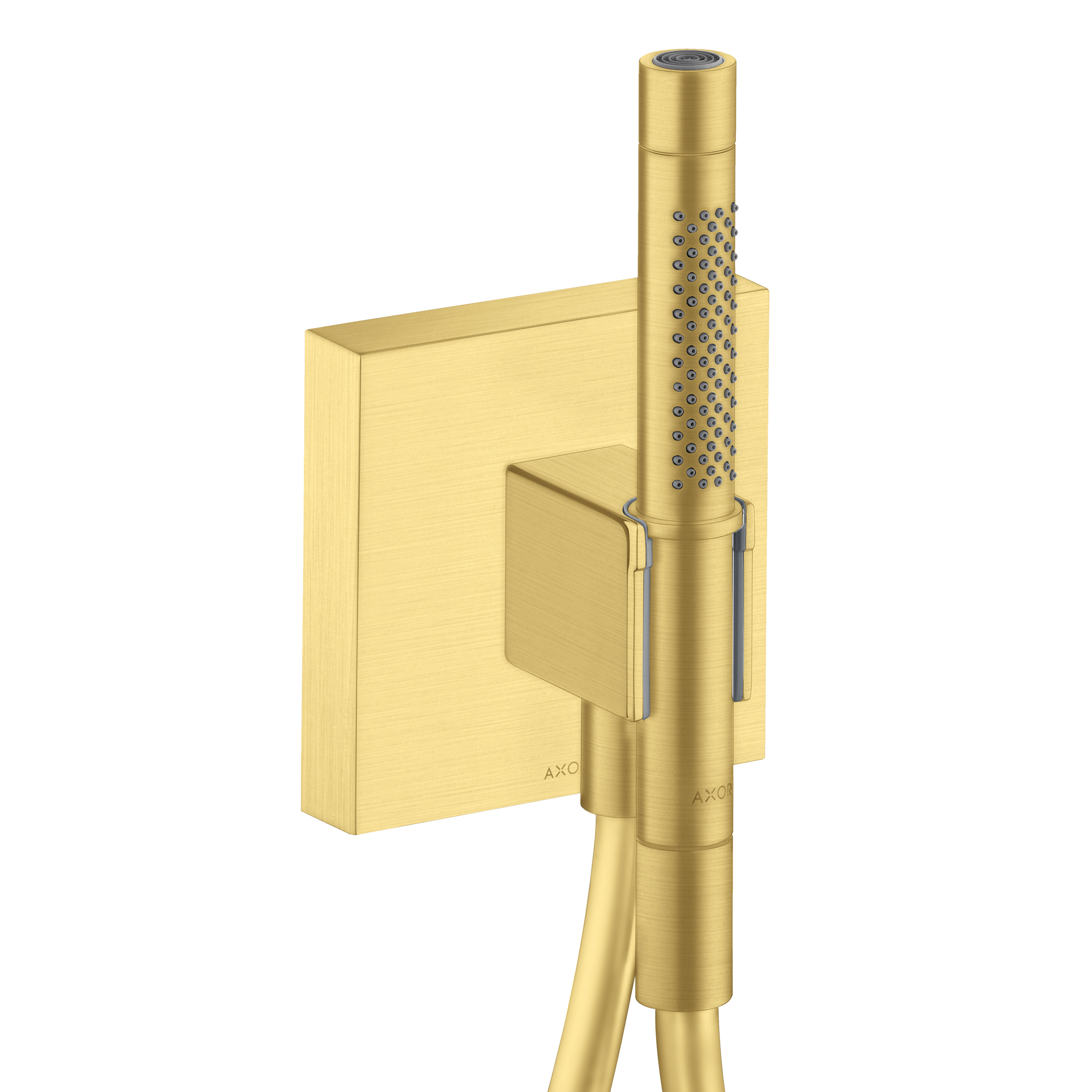 Axor ShowerSolutions Handshower Holder with Outlet 5" x 5" with Handshower, 1.75 GPM in Brushed Gold Optic