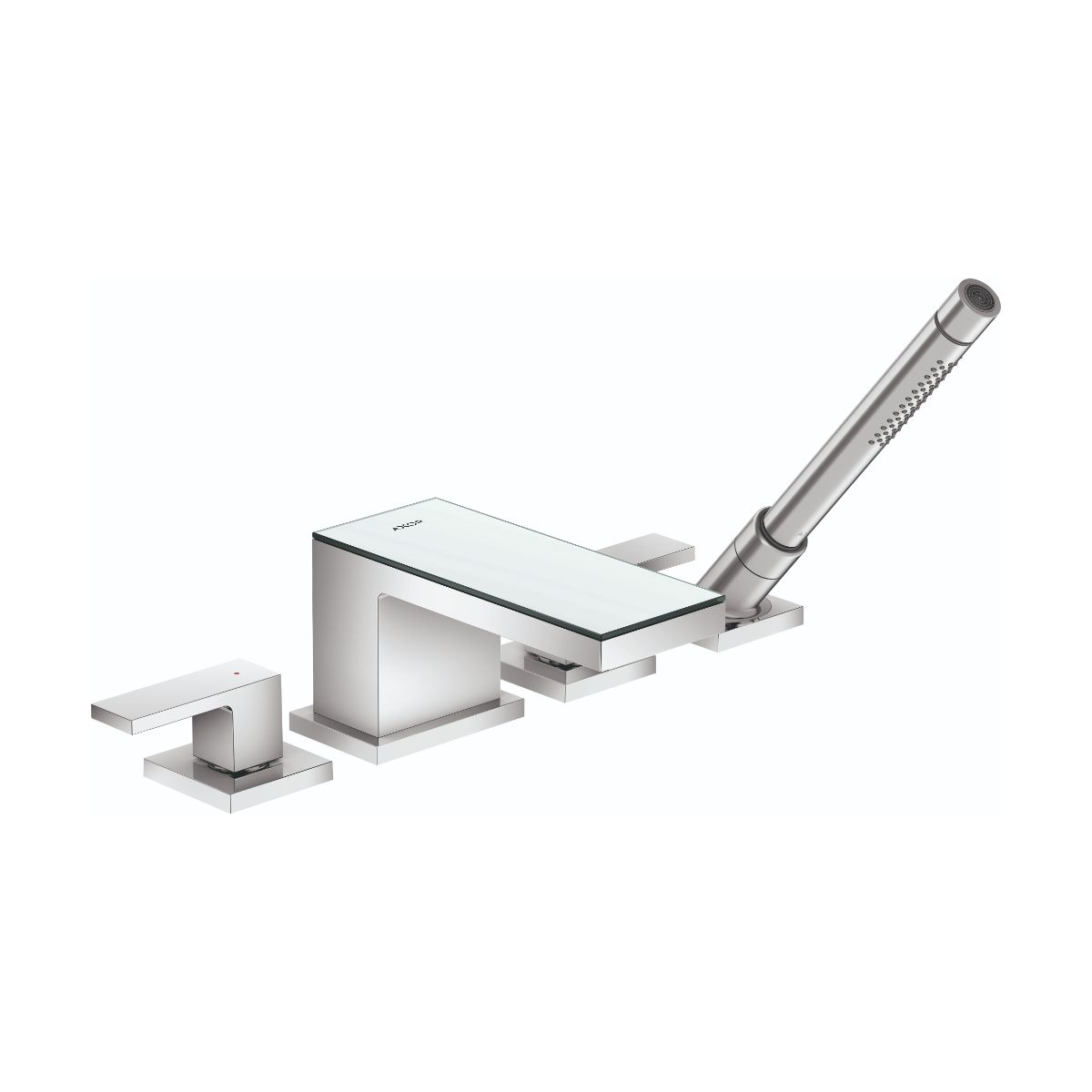 Axor MyEdition 4-Hole Roman Tub Set Trim with 1.75 GPM Handshower in Chrome / Mirror Glass