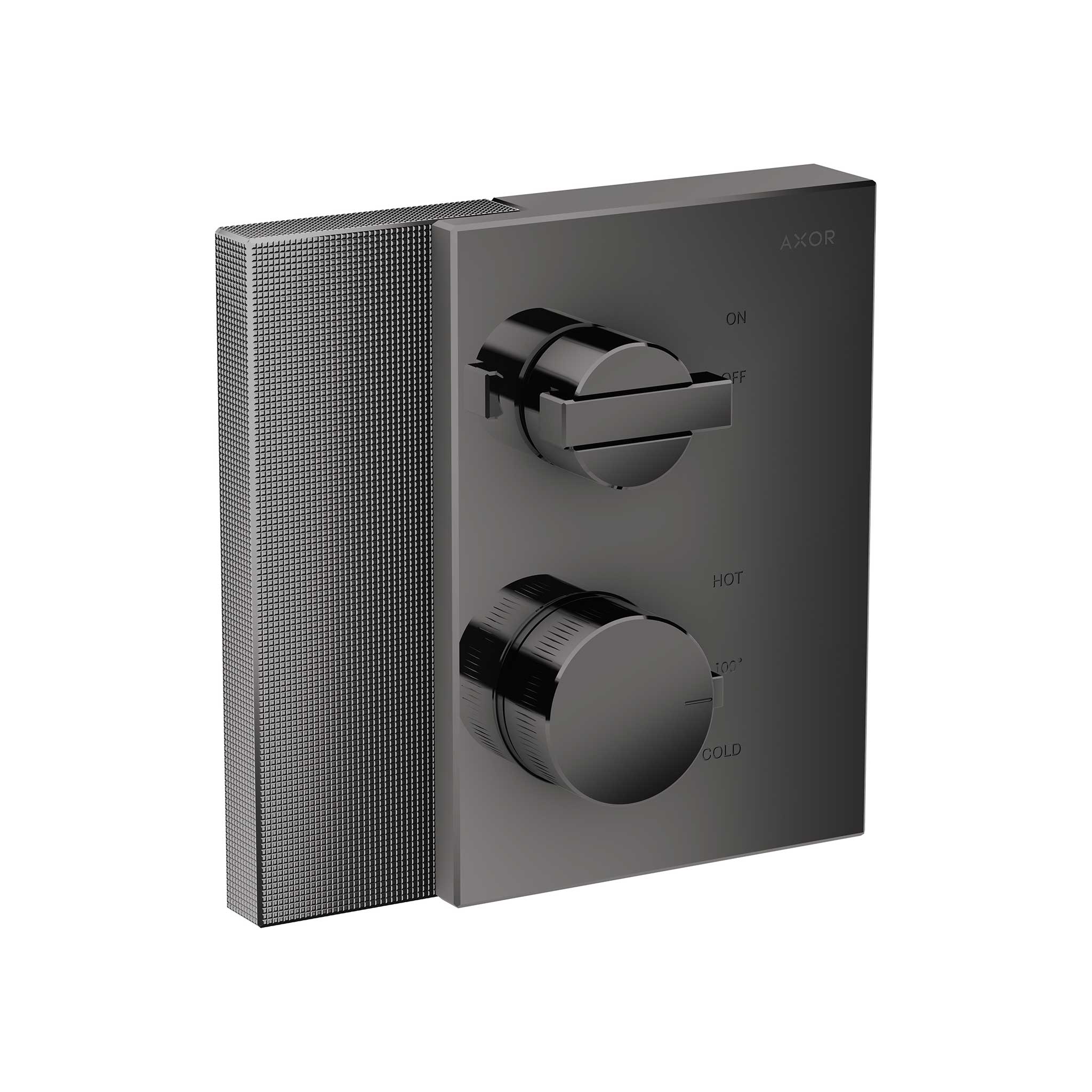 Axor Edge Thermostatic Trim with Volume Control - Diamond Cut in Polished Black Chrome
