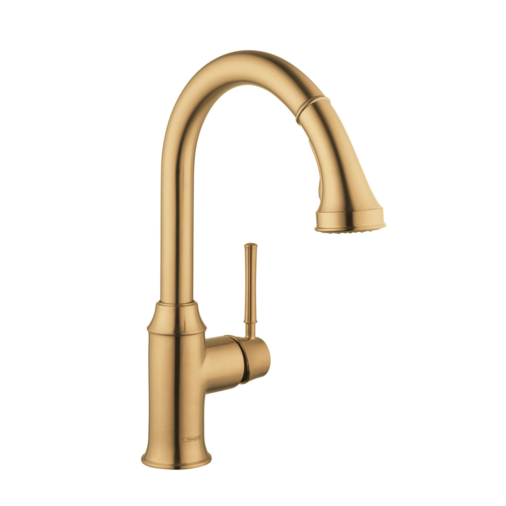 Hansgrohe Talis C HighArc Kitchen Faucet, 2-Spray Pull-Down, 1.75 GPM in Brushed Gold Optic
