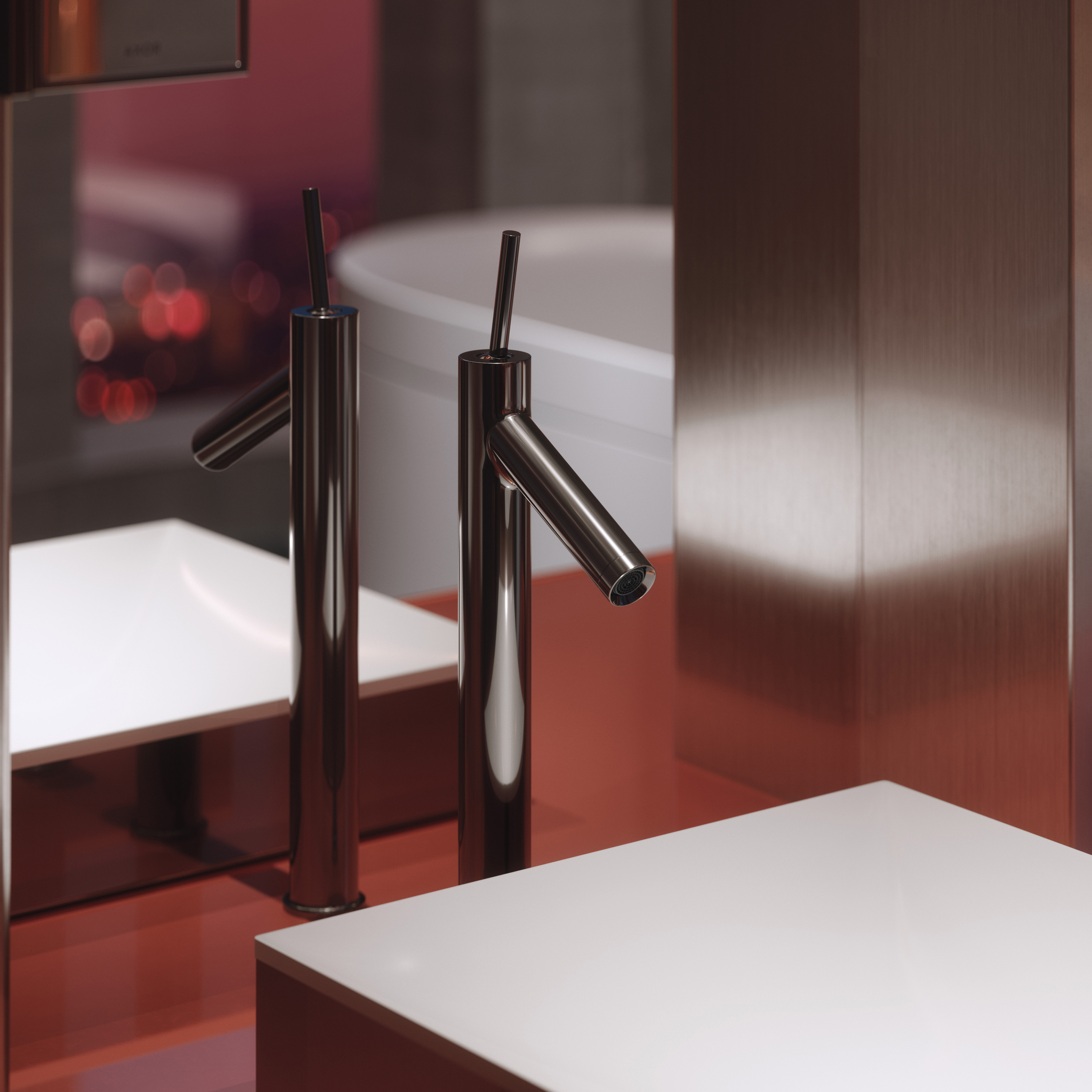 Model: 42003340 | Axor AXOR Suite Sinks Square Sink without Overflow, 15 3/4" x 15 3/4" in Brushed Black Chrome