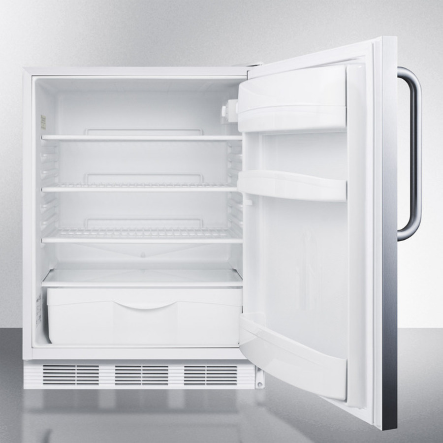 Model: FF6LCSSADA | Summit ADA compliant all-refrigerator for built-in general purpose use, auto defrost w/lock and fully wrapped stainless steel exterior