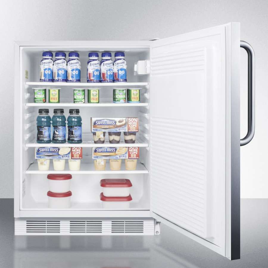 Model: FF7LCSSADA | Summit ADA compliant built-in undercounter all-refrigerator for general purpose or commercial use, auto defrost w/SS wrapped exterior, towel bar handle, and lock