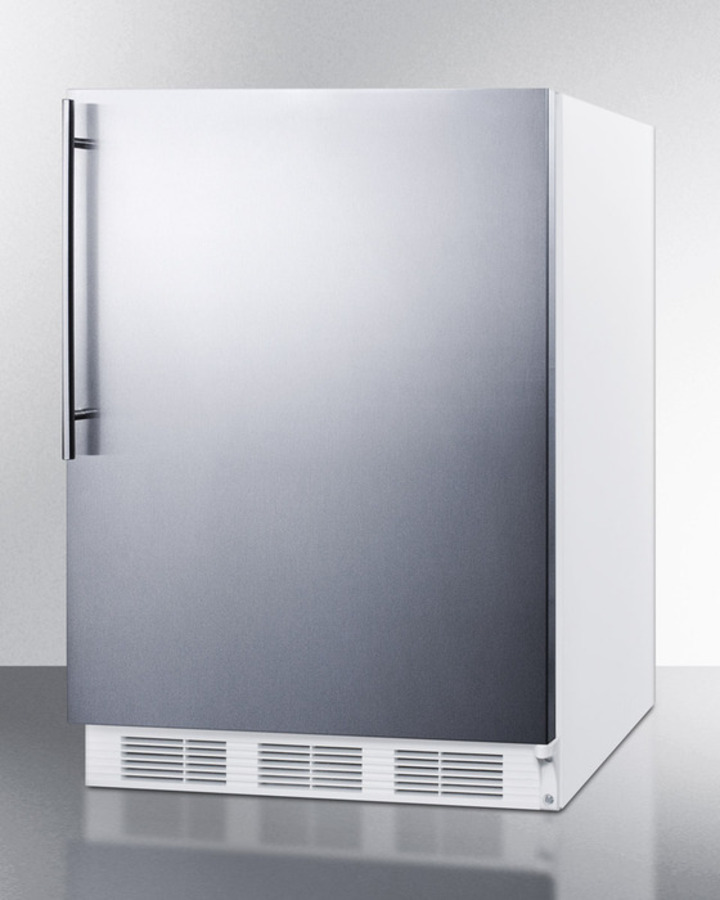 Model: FF7SSHVADA | Summit ADA compliant commercial all-refrigerator for freestanding general purpose use, auto defrost w/SS door, thin handle, and white cabinet