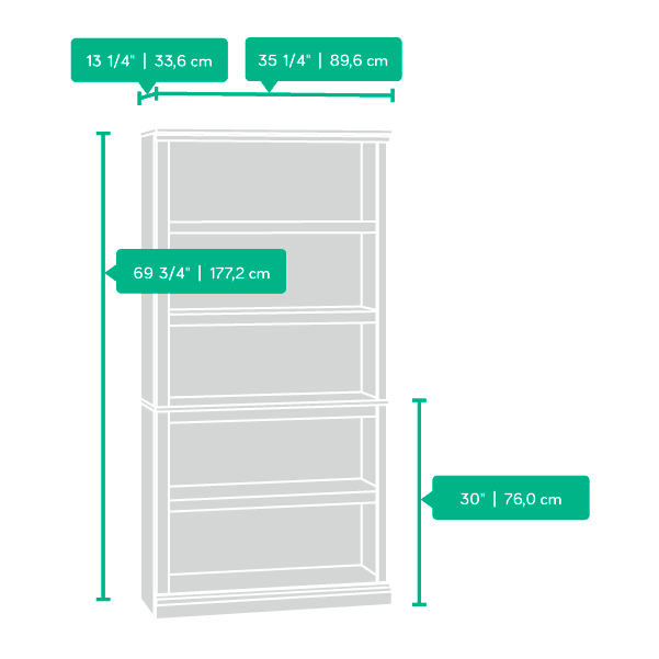 Model: 410175 | Sauder 5-Shelf Bookcase
