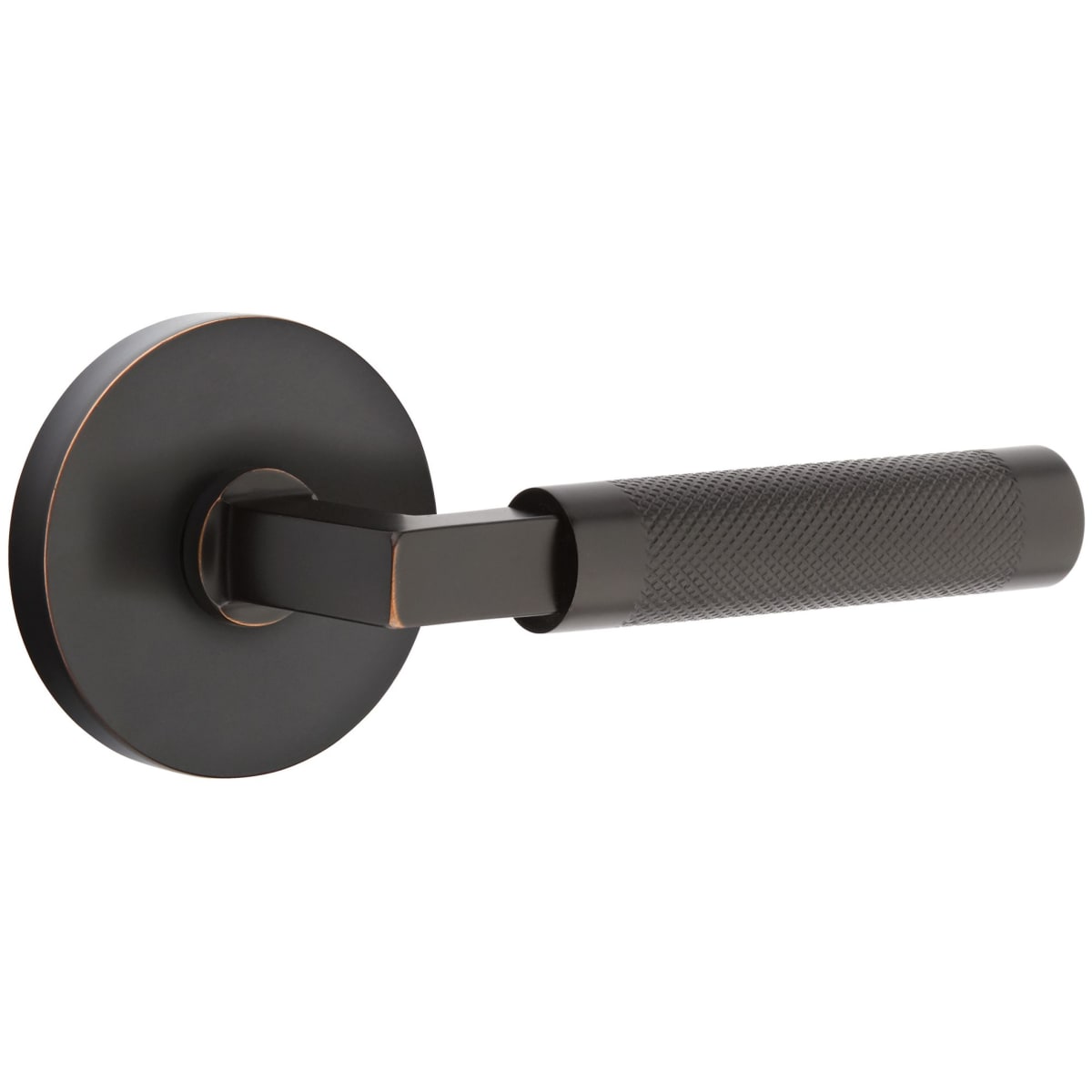 Emtek Knurled Privacy Door Lever Set from the SELECT Brass Collection