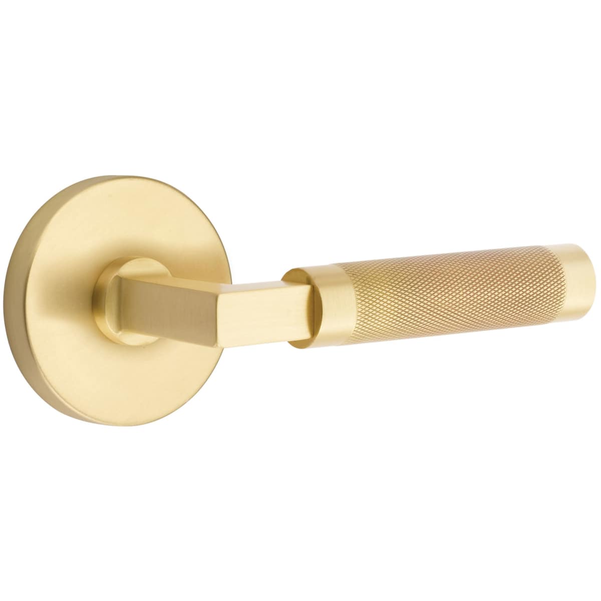 Emtek Knurled Privacy Door Lever Set from the SELECT Brass Collection