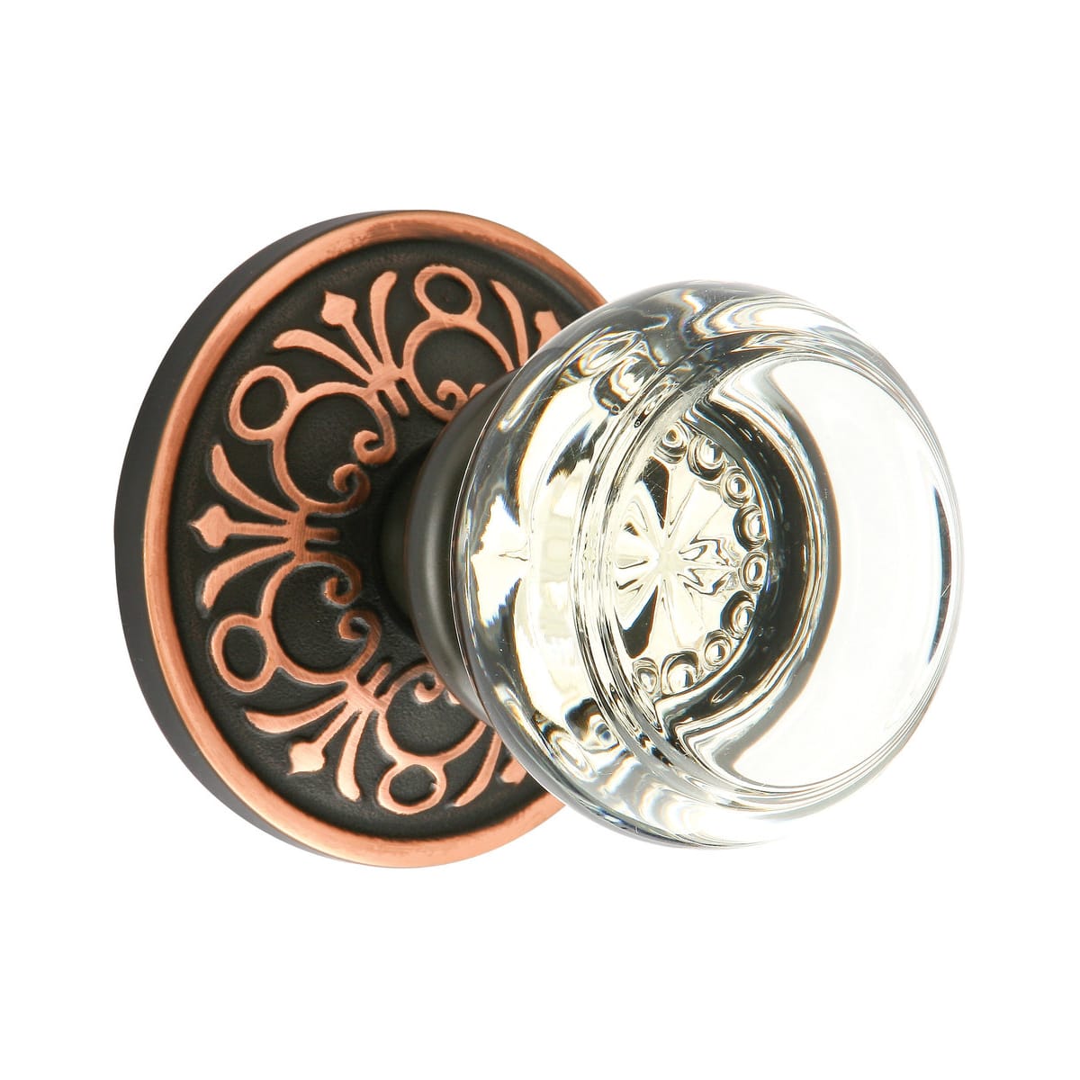 Emtek Georgetown Crystal Passage Door Knob Set with Brass Rosette and CF Mechanism