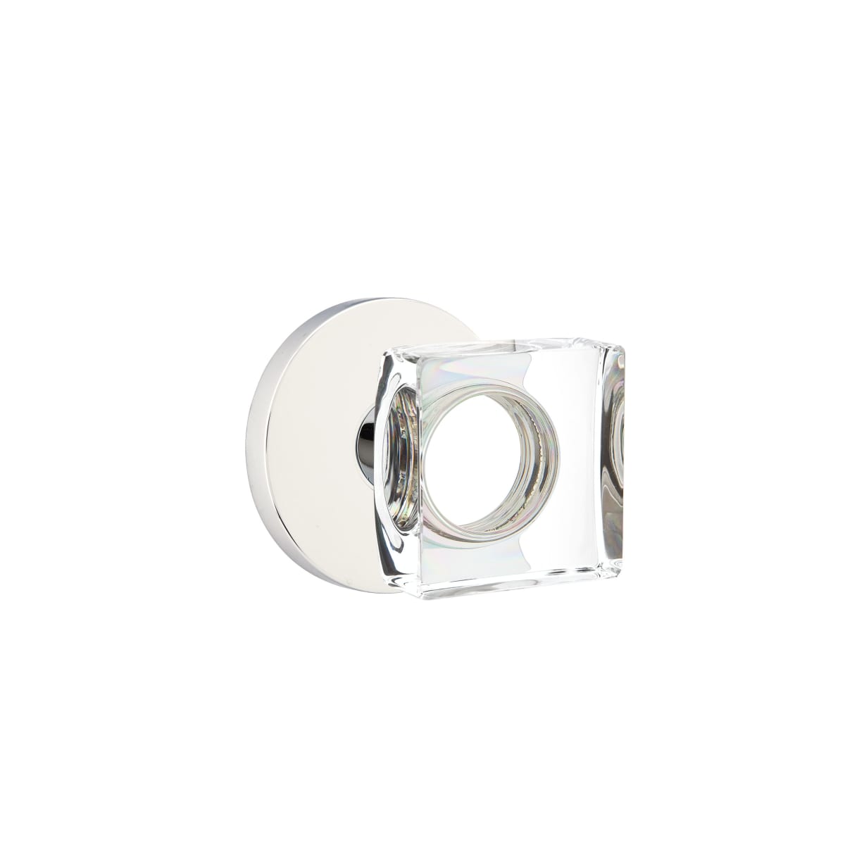 Emtek Modern Square Crystal Privacy Door Knobset with Brass Rosette with CF Mechanism