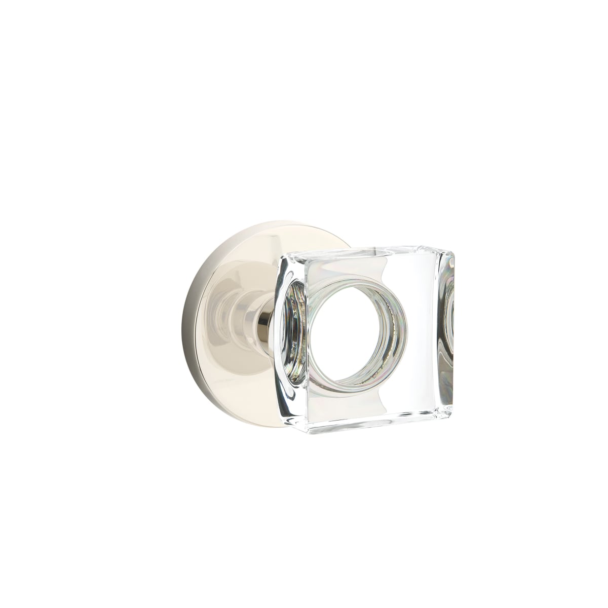 Emtek Modern Square Crystal Privacy Door Knobset with Brass Rosette with CF Mechanism