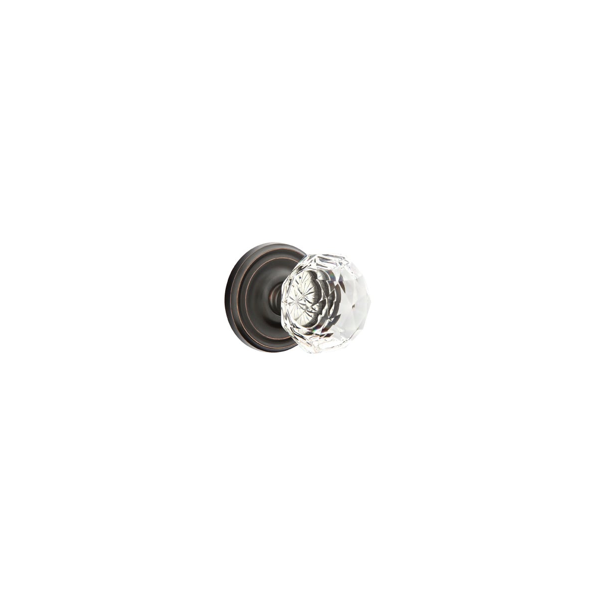 Emtek Diamond Crystal Passage Door Knobset with Brass Rosette and the CF Mechanism
