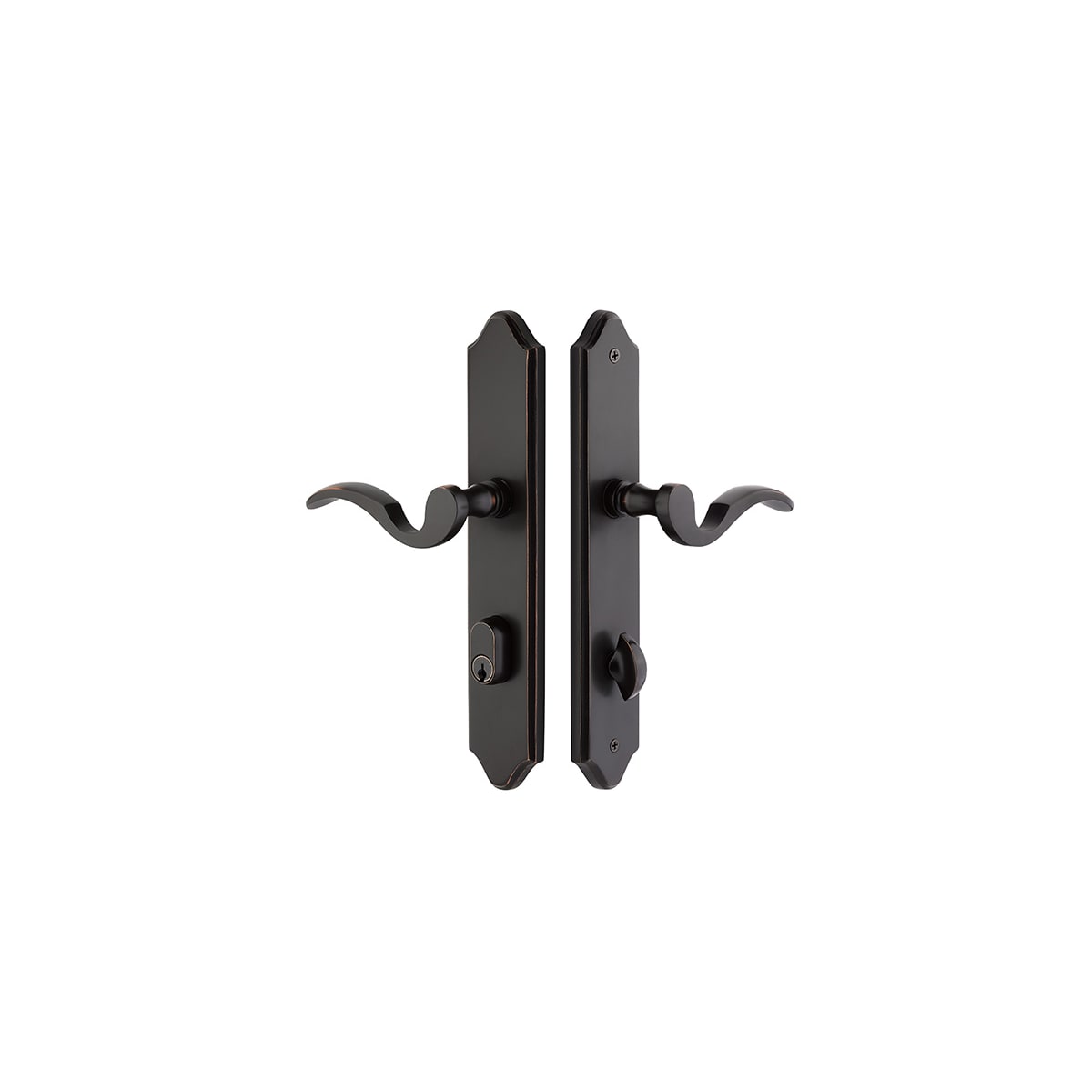 Emtek 10 Inch Stretto Concord Dummy Sideplate Entry Set with Dummy Cylinder from the Classic Brass Collection