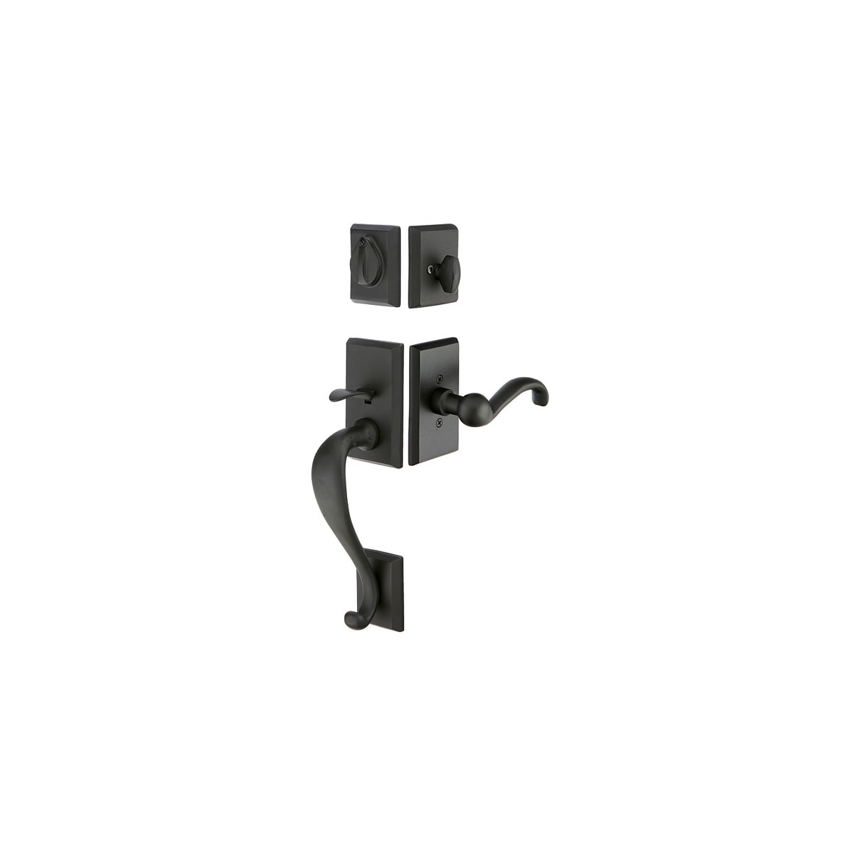 Emtek Rectangular Sectional Double Cylinder Keyed Entry Sandcast Bronze Handleset