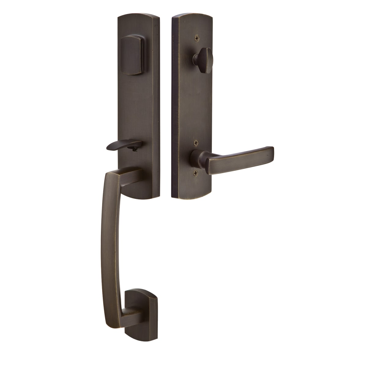 Emtek Logan Dummy Set Rustic Modern Bronze Handleset
