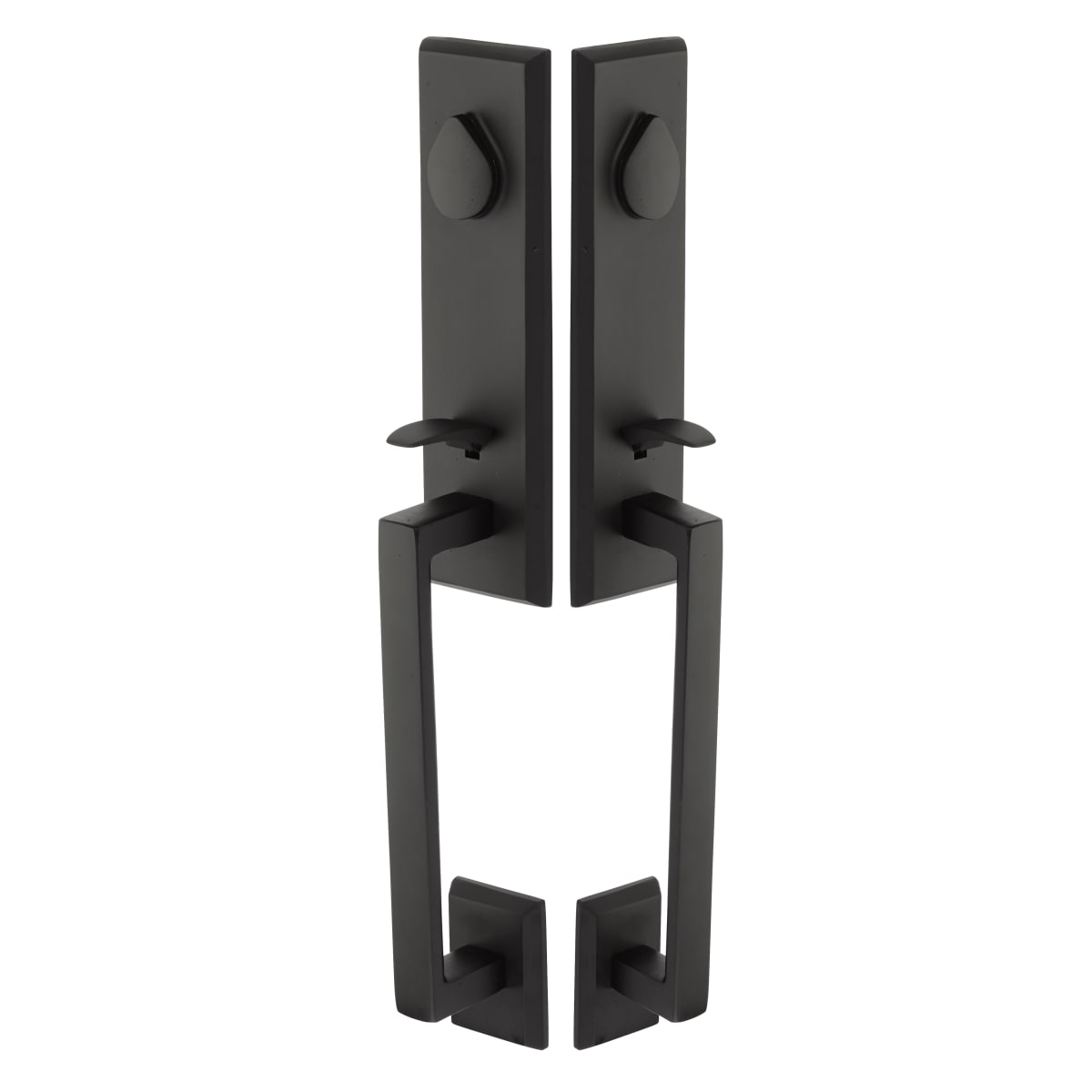 Emtek Rustic Modern Rectangular One Piece Grip by Grip Dummy Handleset from the Sandcast Bronze Collection