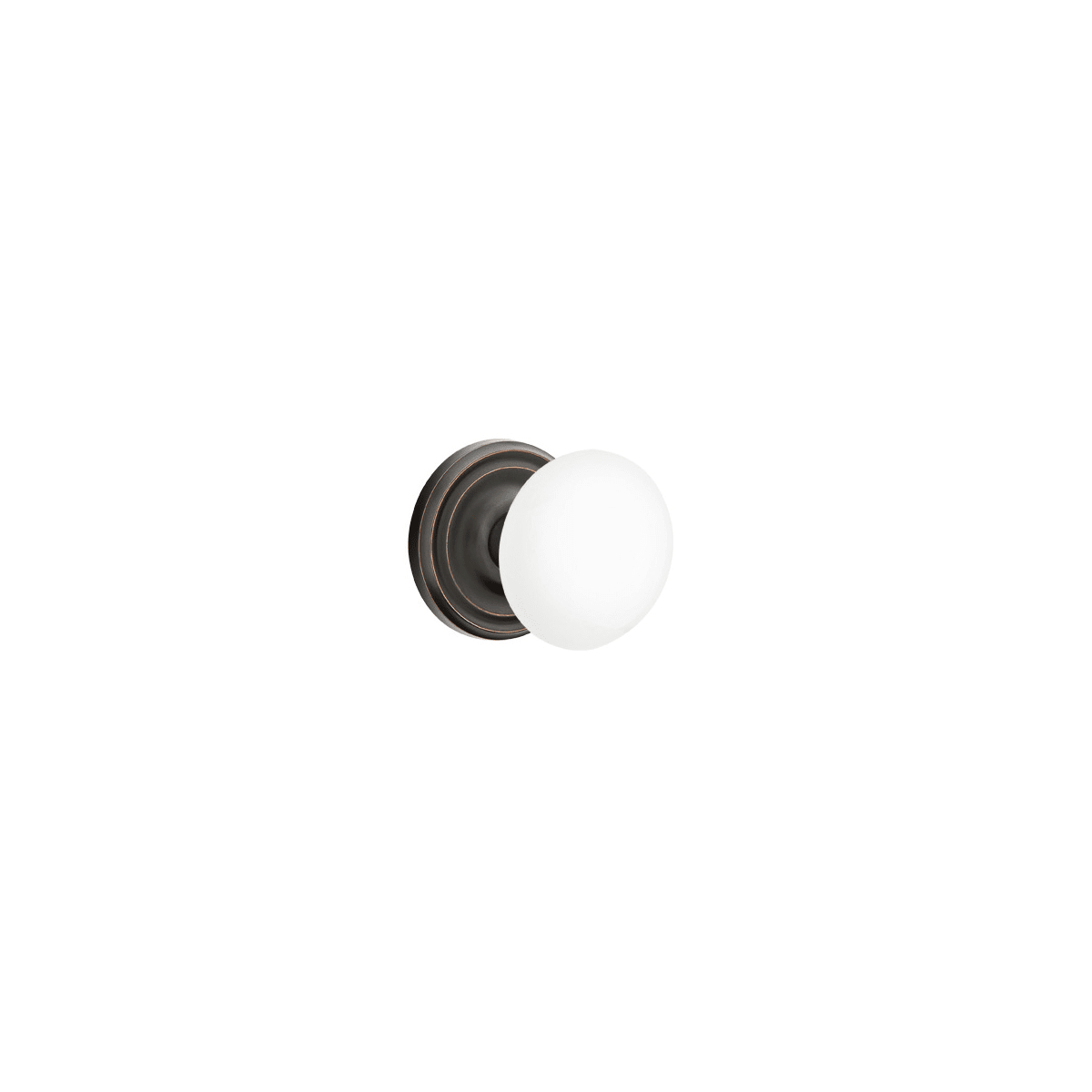 Emtek Ice White Porcelain Passage Door Knobset with Brass Rosette and the CF Mechanism