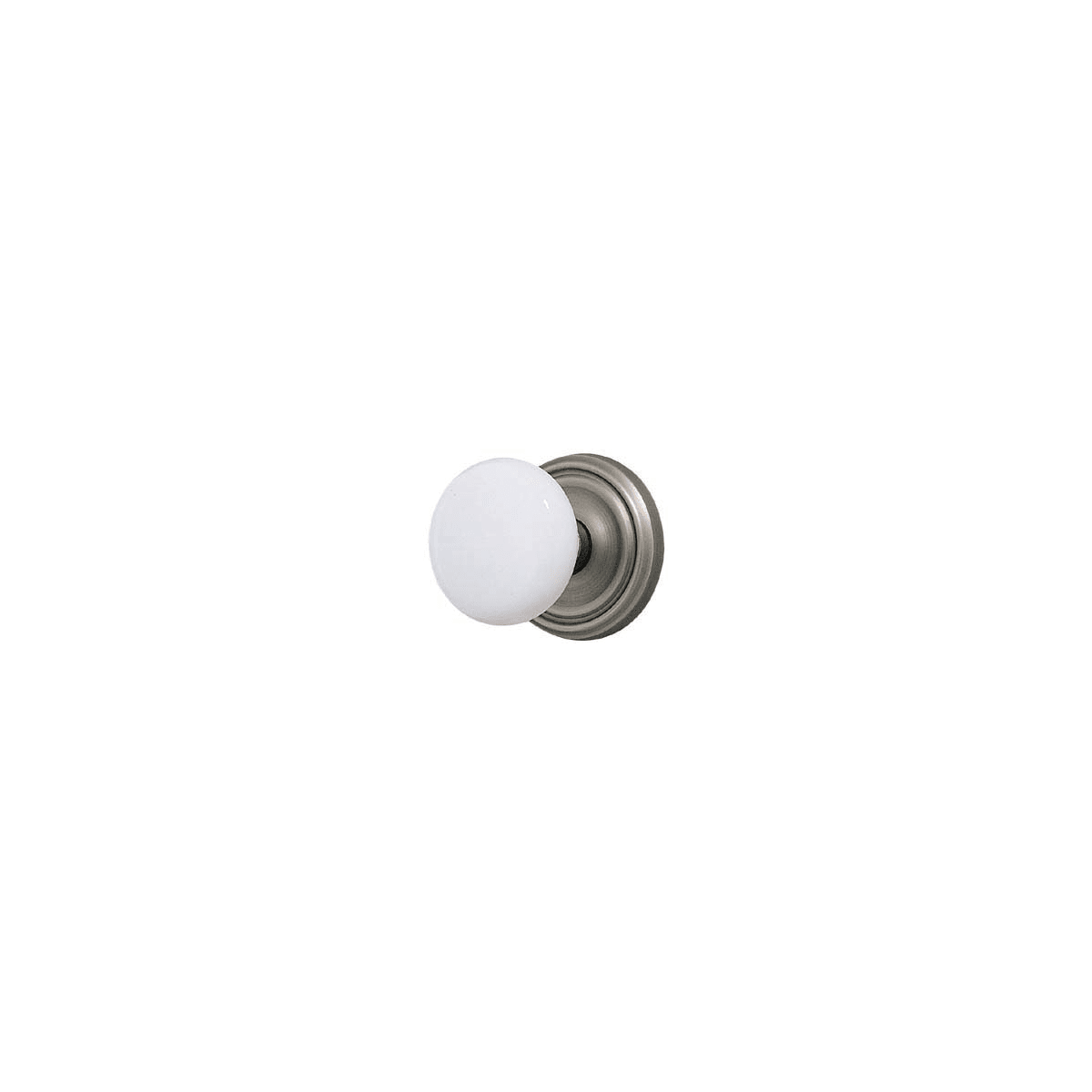 Emtek Ice White Porcelain Passage Door Knobset with Brass Rosette and the CF Mechanism