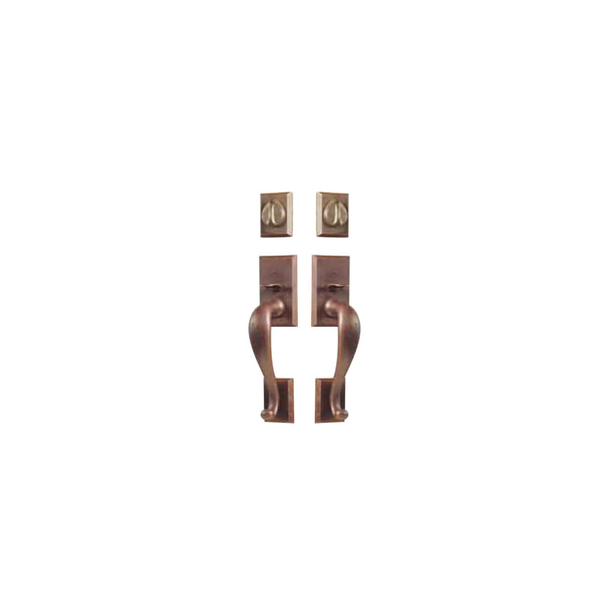 Emtek Rectangular Sectional Double Cylinder Grip-by-Grip Keyed Entry Sandcast Bronze Handleset