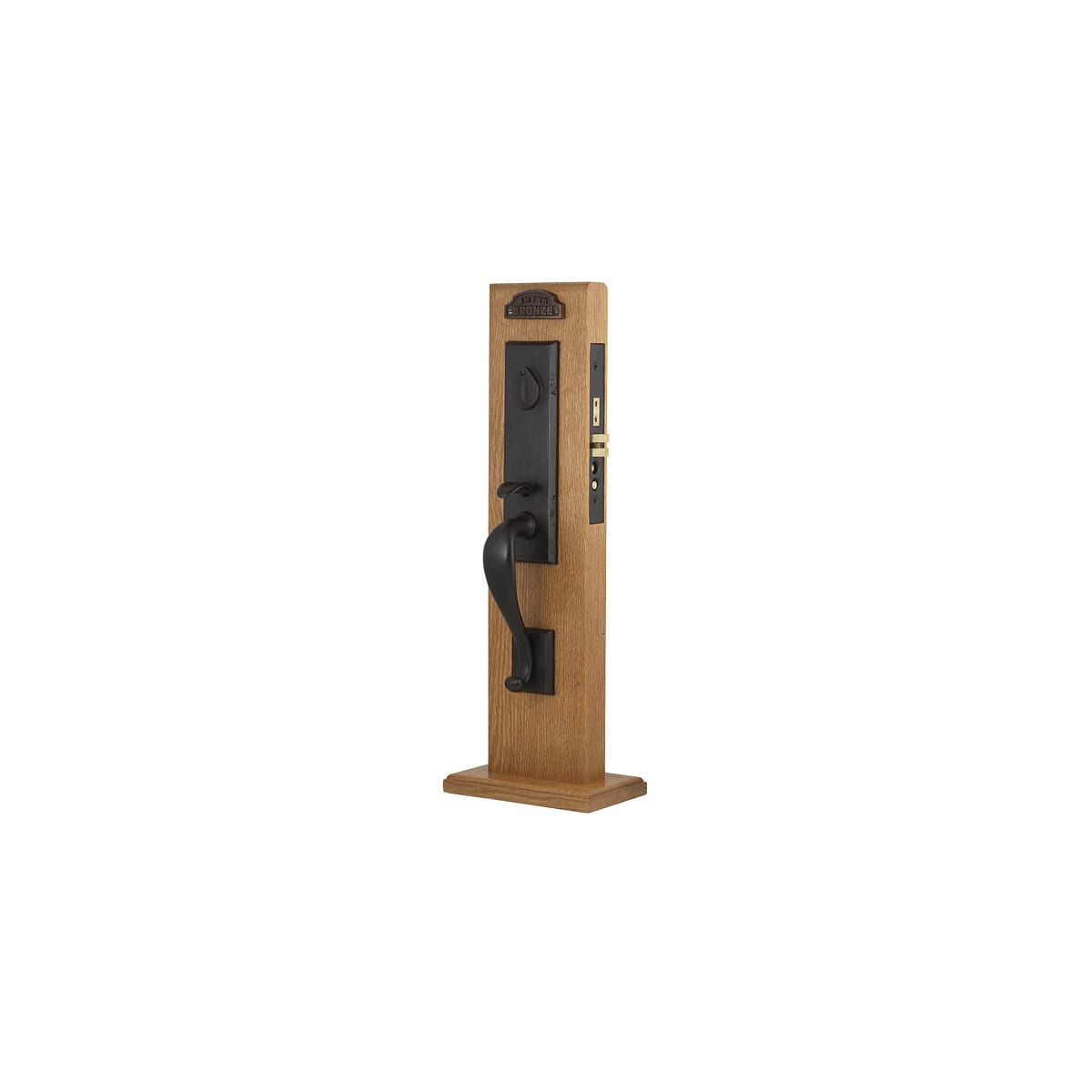 Emtek Rectangular Dummy Sandcast Bronze Monolithic Mortise Handleset
