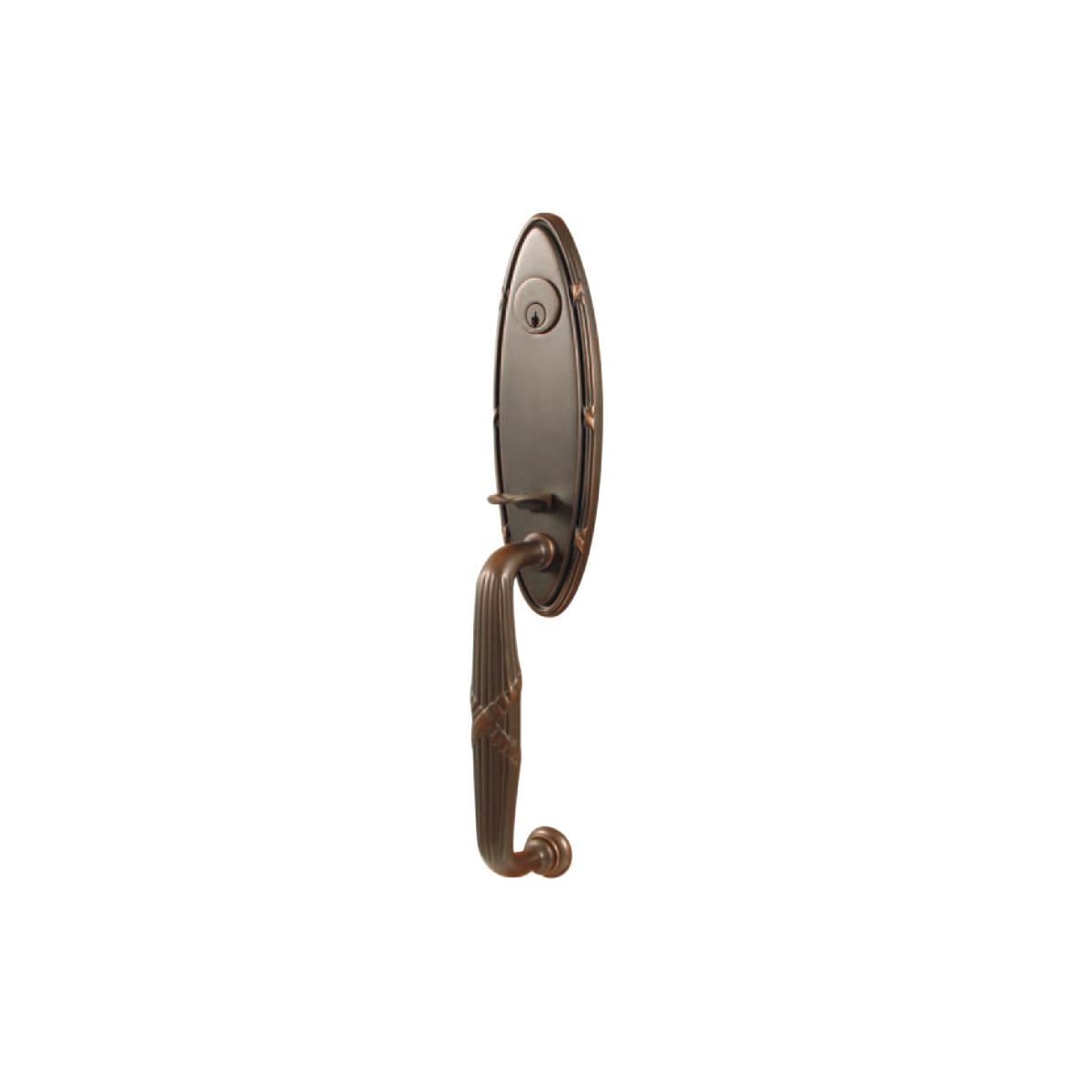 Emtek Oval Ribbon & Reed Dummy Designer Brass Mortise Handleset
