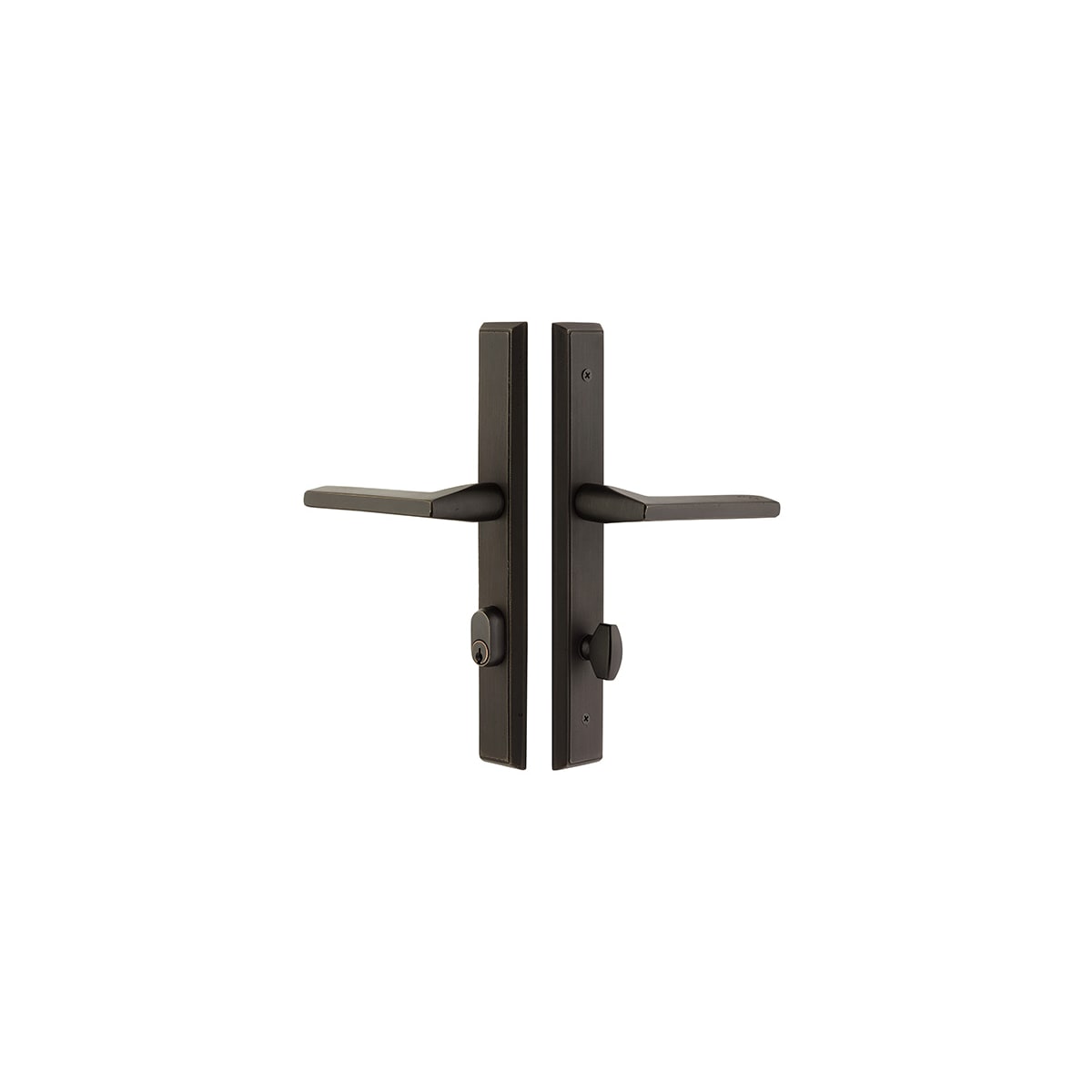 Emtek 11 Inch Stretto Rectangular Dummy Sideplate Entry Set with Dummy Cylinder from the Sandcast Bronze Collection