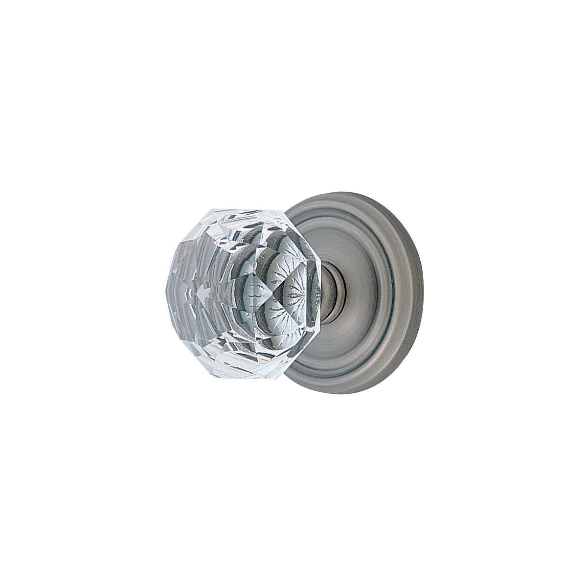 Emtek Diamond Crystal Privacy Knobset with Brass Rosette