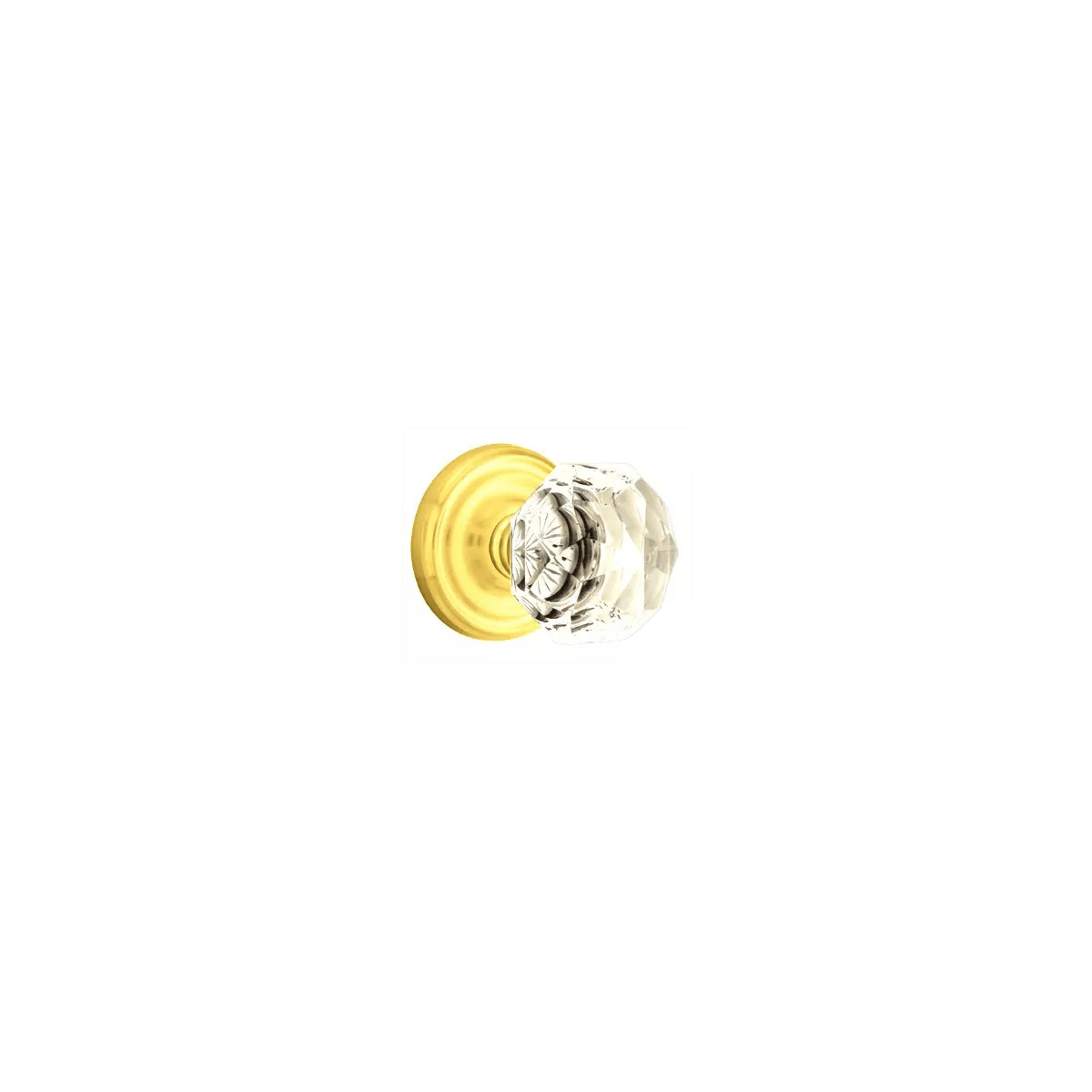 Emtek Diamond Crystal Privacy Knobset with Brass Rosette