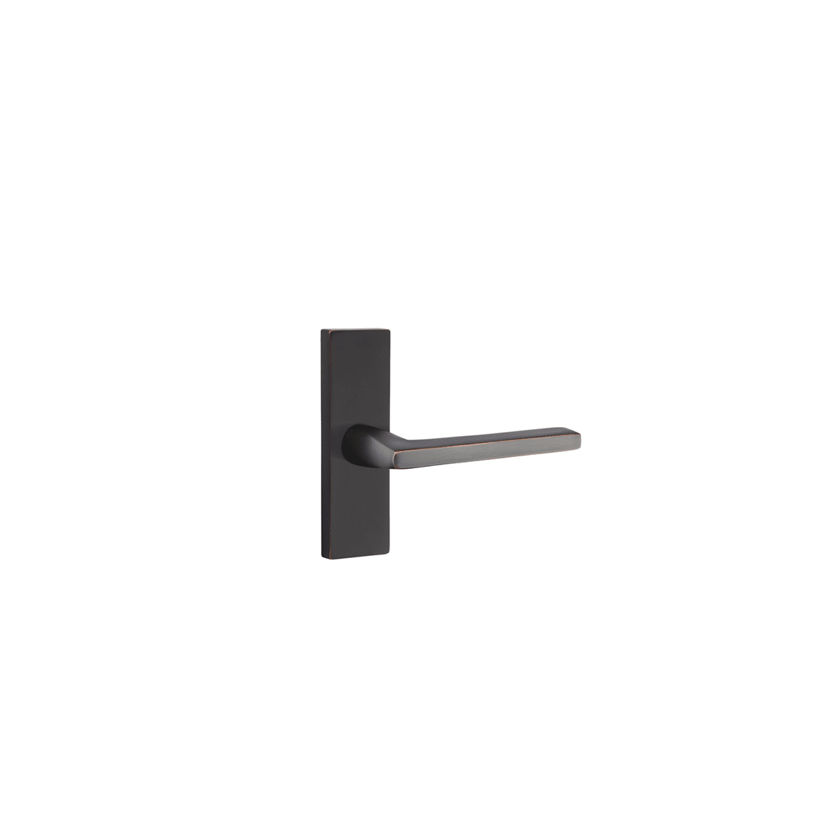 Emtek 5 Inch Long Stretto Rectangular Privacy Sideplate Entry Set from the Brass Modern Collection