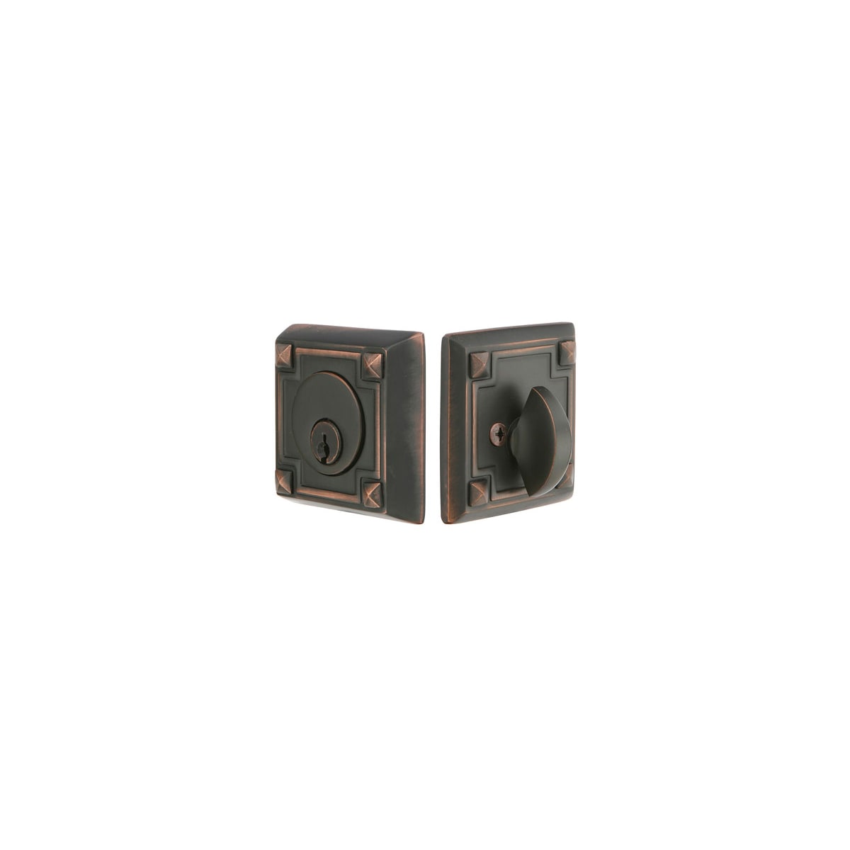 Emtek Arts and Crafts Style Designer Brass Single Cylinder Deadbolt