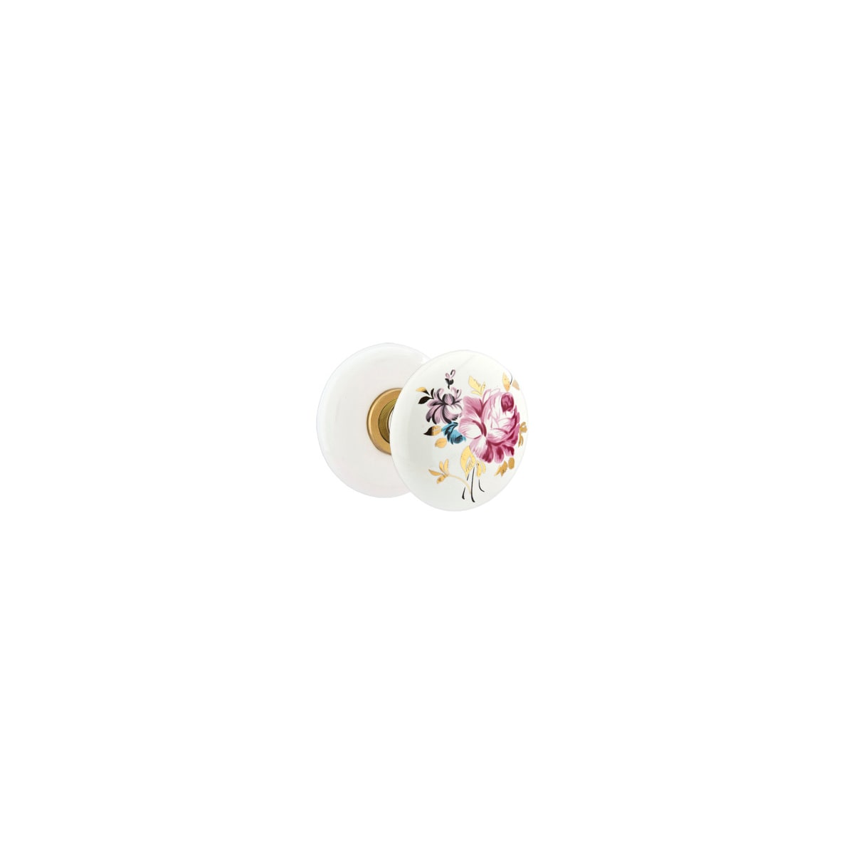 Emtek Devonshire Porcelain Passage Door Knobset with Brass Rosette and the CF Mechanism