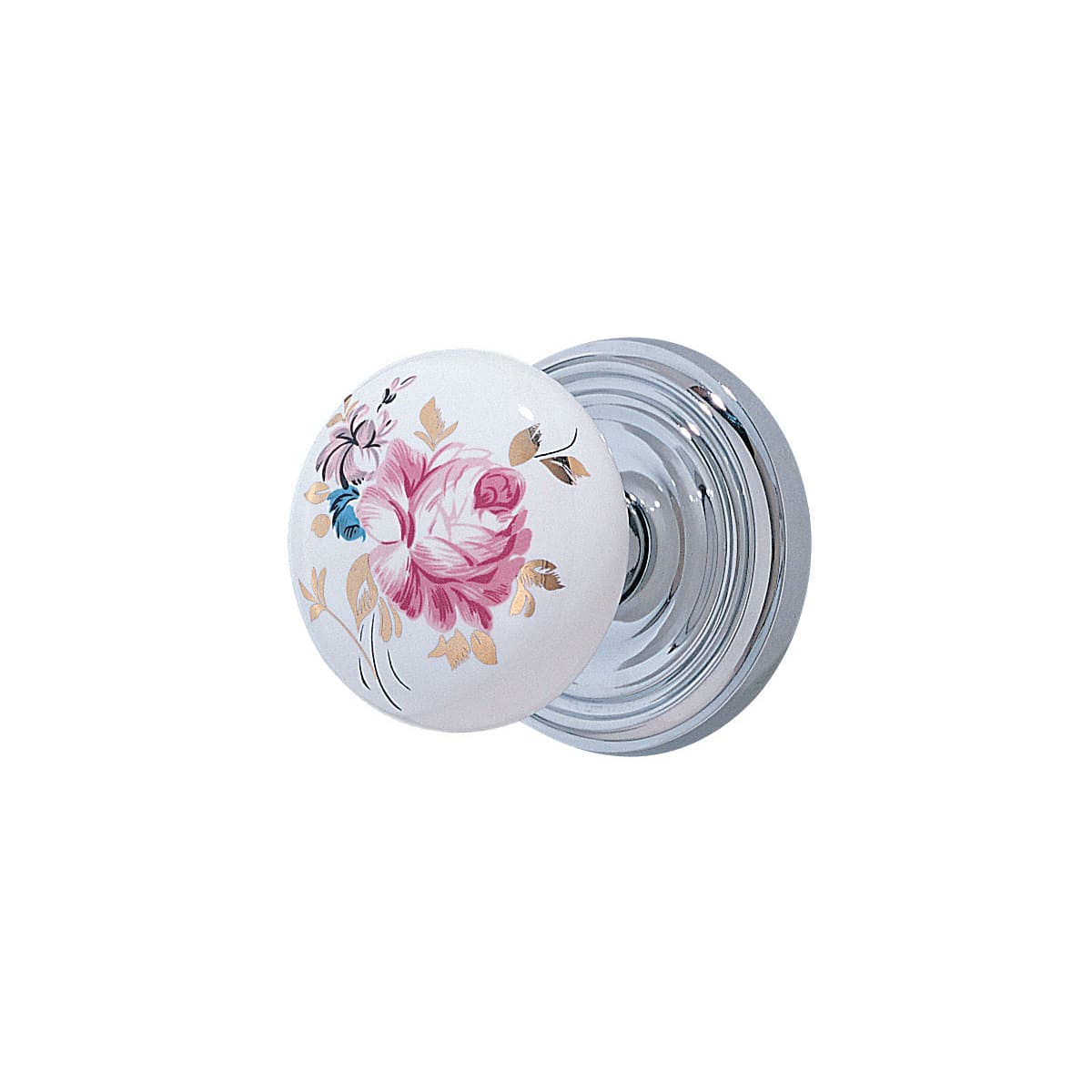 Emtek Devonshire Porcelain Passage Door Knobset with Brass Rosette and the CF Mechanism