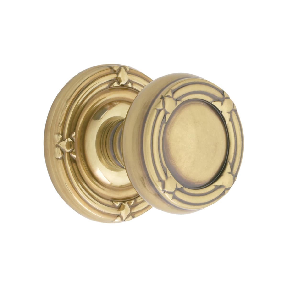 Emtek Ribbon And Reed Reversible Non-Turning Two-Sided Dummy Door Knob Set from the Designer Brass Collection