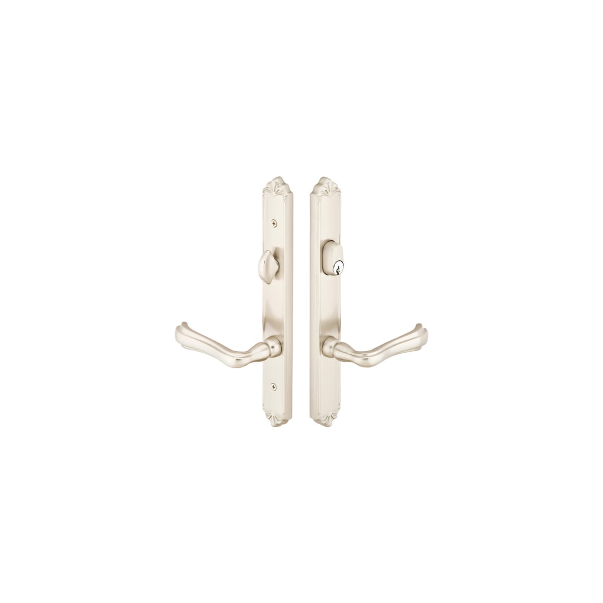 Emtek Designer Brass Door Configuration 4 Patio Multi Point Trim Lever Set with American Cylinder Above Handle
