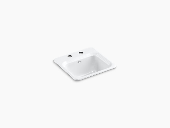 Model: K-6579-2-55 | Kohler Northland™   15" x 15" x 7-5/8" top-mount bar sink with 2 faucet holes