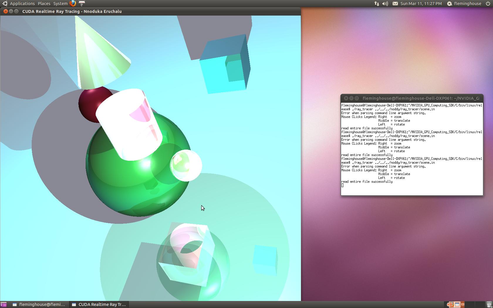 Rotated scene showcasing reflections & shadows Reflections Demo