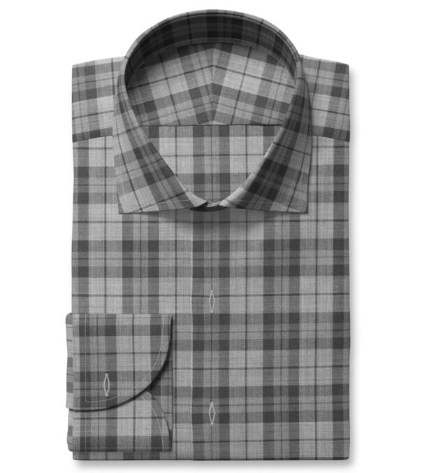 Reda Grey Melange Merino Wool Plaid Men's Dress Shirt Shirt by Proper Cloth