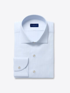 Custom Thomas Mason Wrinkle-Resistant Light Blue Glen Plaid Twill Shirt Shirt