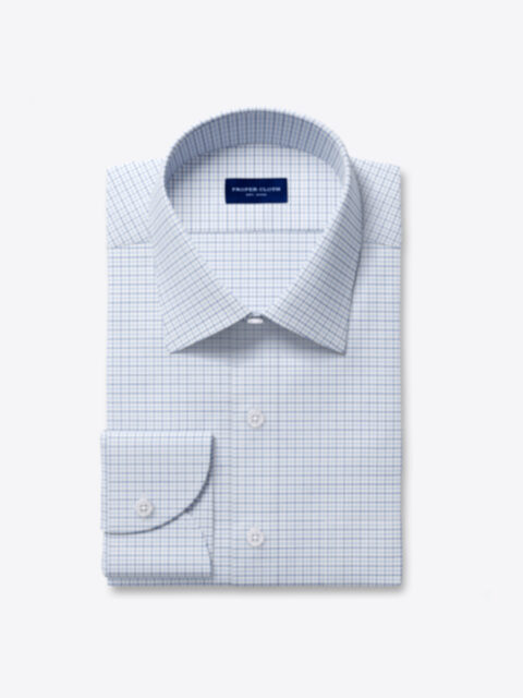 Non-Iron Stretch Blue and Navy Tattersall