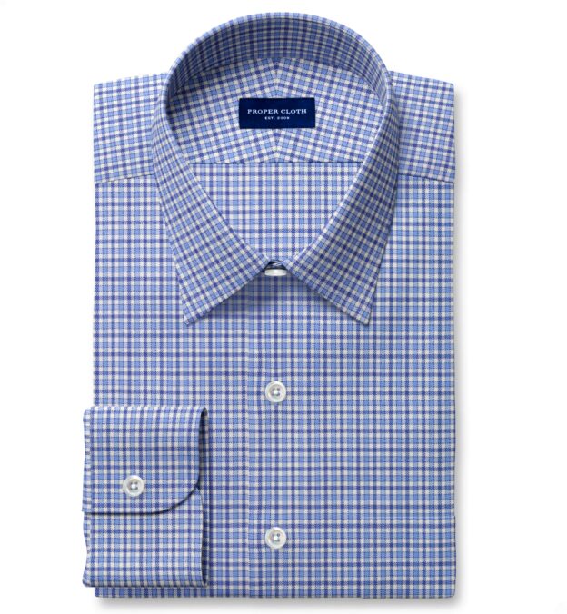 Sky Blue and White Mini Check Classic Custom Shirt 100c 70*70 Sar773a main image 1