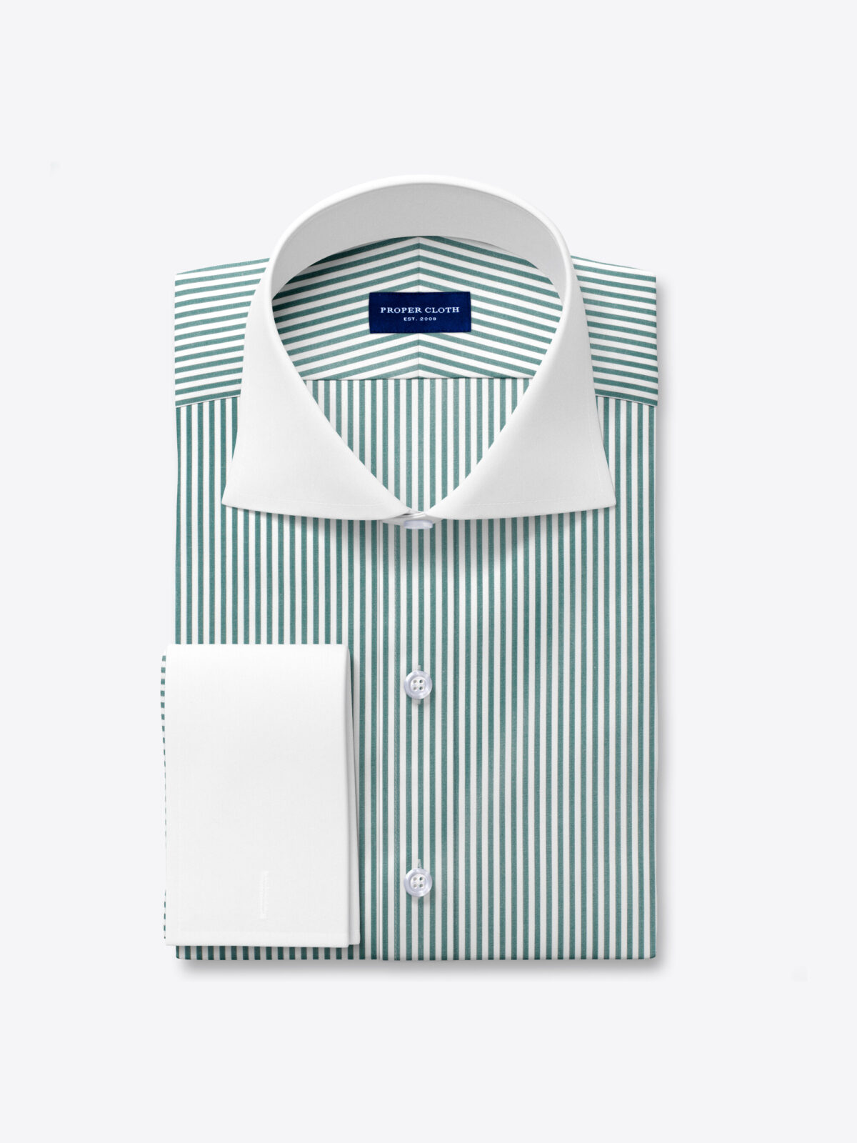 green ditsy print dress Carre Oxford Stripe Long Sleeve Button Up Shirt White/Green main image 1