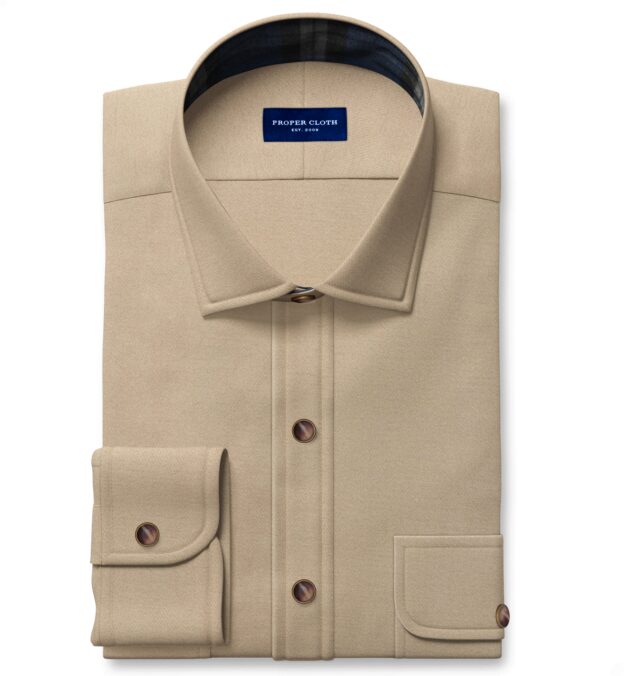 Italian Beige Cotton Blend Stretch Chamois Custom Dress Shirt Shirt by Proper Cloth Italian Beige Cotton Blend Stretch Chamois Custom Dress Shirt Shirt by Proper Cloth