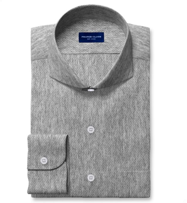 Grey Melange Wool and Cotton Knit Men's Dress Shirt Shirt by Proper Cloth