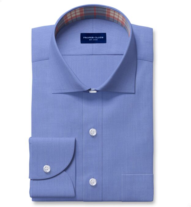 Thomas Mason French Blue End on End Men's Dress Shirt Shirt by Proper Cloth Thomas Mason French Blue End on End Men's Dress Shirt Shirt by Proper Cloth