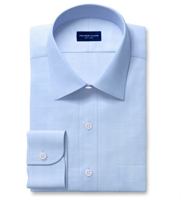Dover 120s Light Blue Royal Herringbone Dress Shirt Shirt by Proper Cloth Dover 120s Light Blue Royal Herringbone Dress Shirt Shirt by Proper Cloth