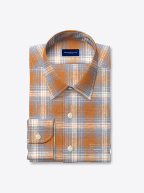 Sedona Rust and Blue Cotton Linen Plaid