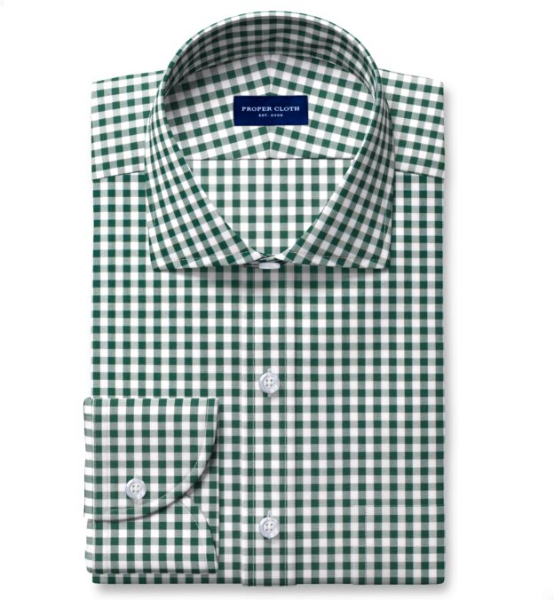 Grandi and Rubinelli Hunter Green Gingham Men's Dress Shirt Shirt by Proper Cloth Grandi and Rubinelli Hunter Green Gingham Men's Dress Shirt Shirt by Proper Cloth